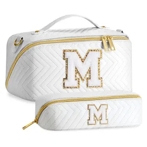 YOOLIFE Gifts for Teen Girls - First Communion Gifts for Girls, Baptism Gifts for Girls, 10 11 12 13 14 15 Year Old Girl Birthday Gifts, Teenage Girl Gifts, Monogram Initial Makeup Bag for Teen M