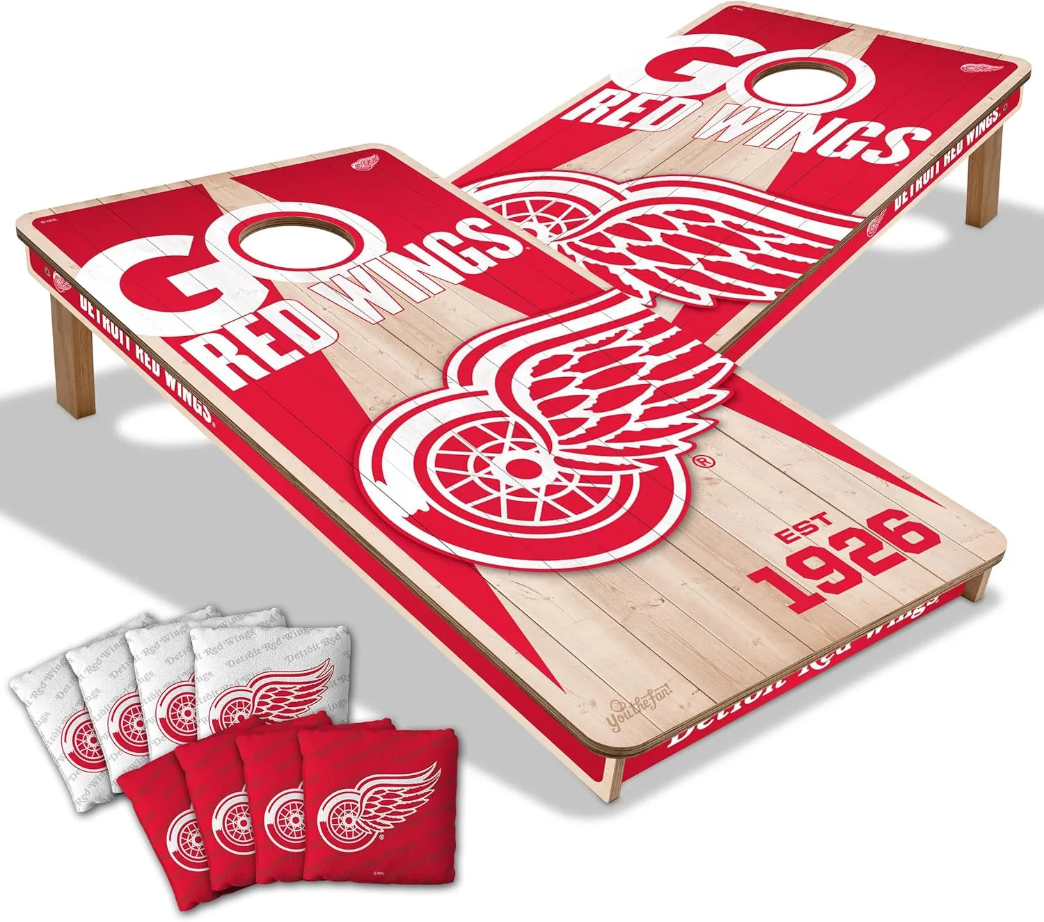 YouTheFan NHL 2’ x 4’ Professional Wood Cornhole Game with Logo Bags