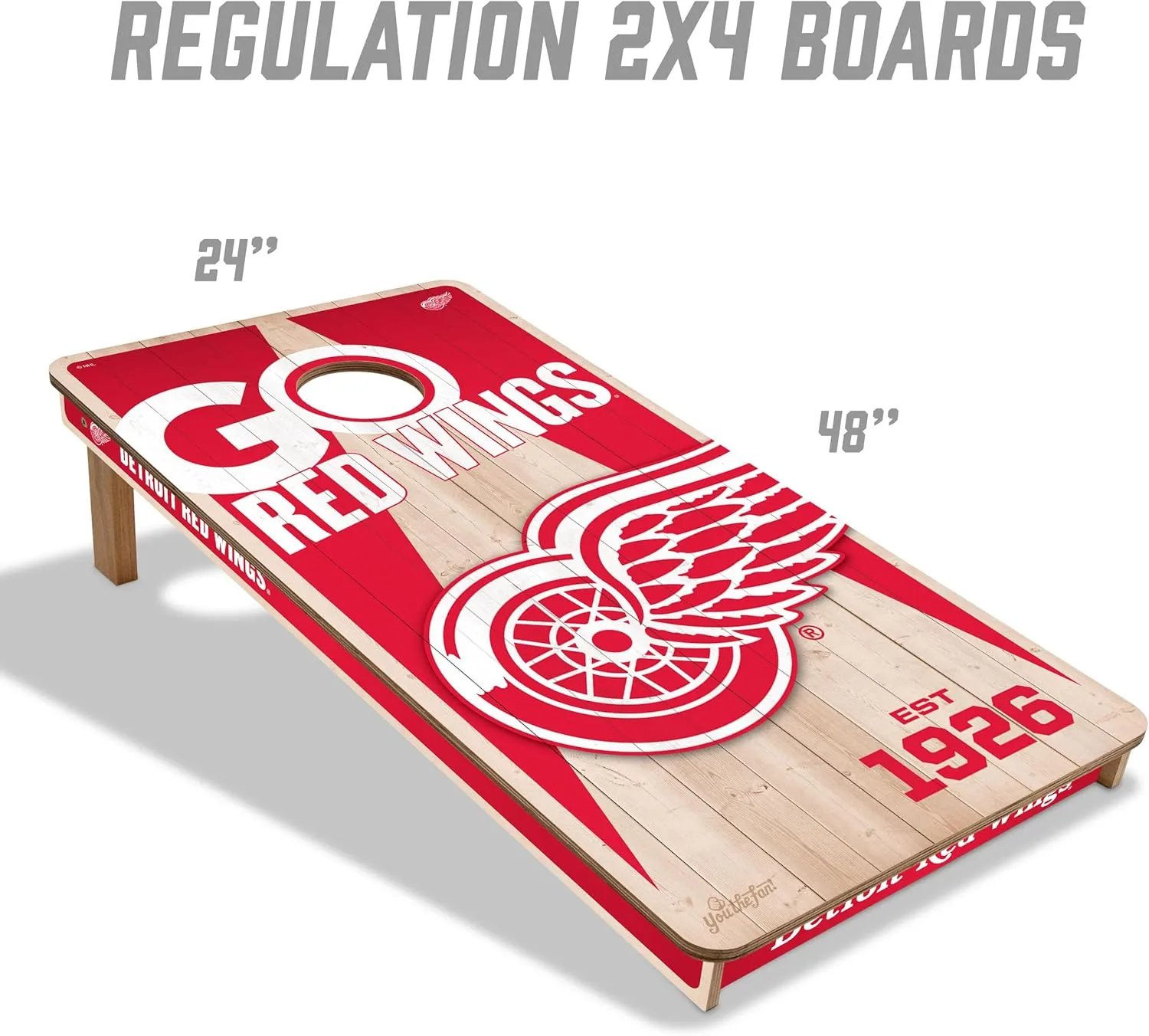 YouTheFan NHL 2’ x 4’ Professional Wood Cornhole Game with Logo Bags
