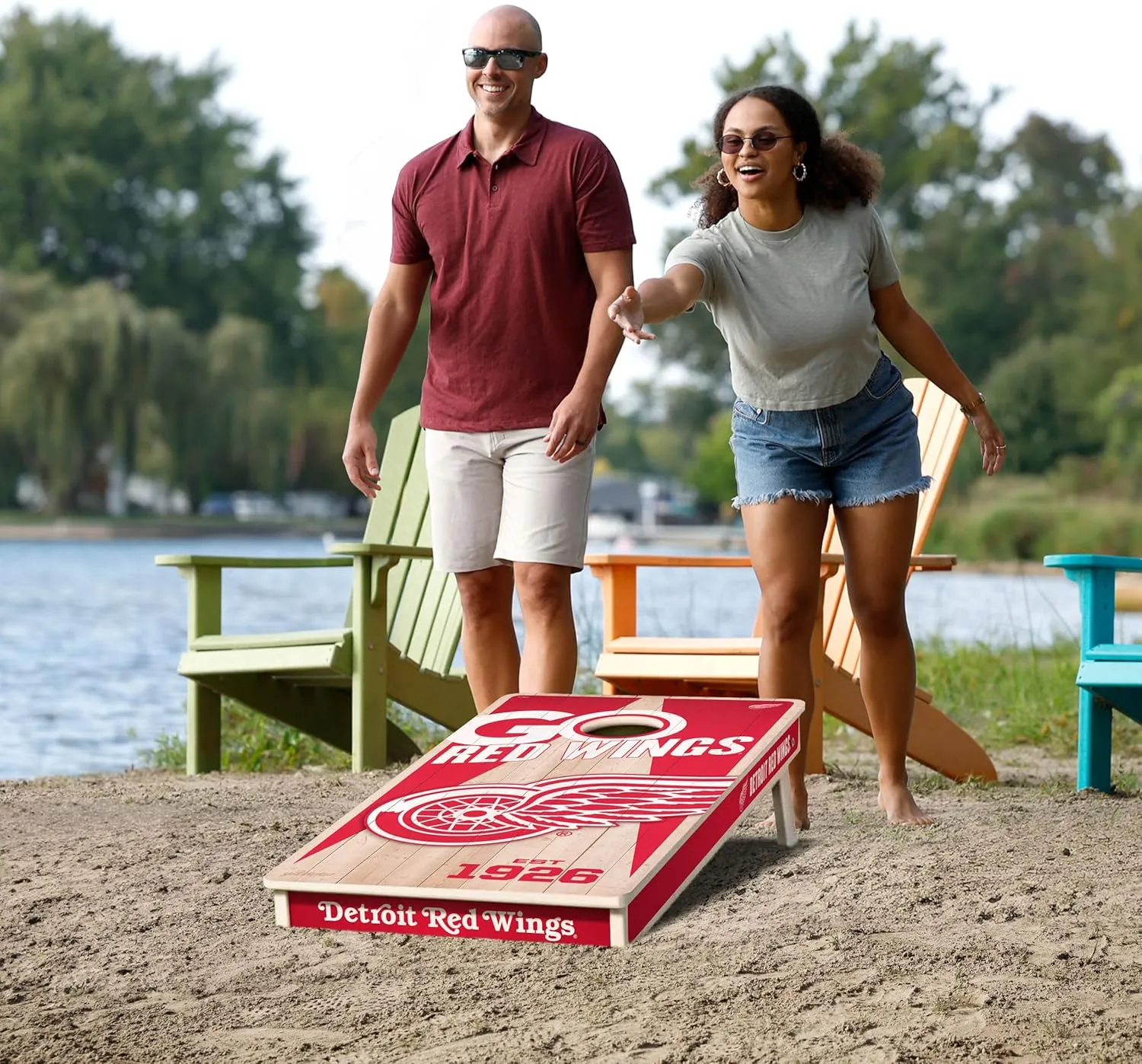 YouTheFan NHL 2’ x 4’ Professional Wood Cornhole Game with Logo Bags