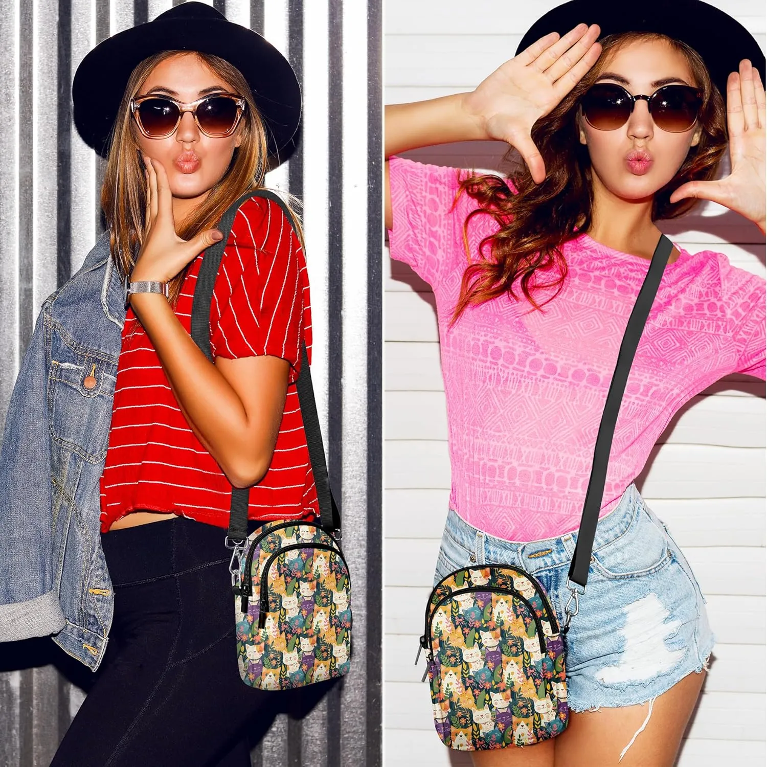 Yrebyou Small Crossbody Bags for Women Casual Cell Phone Purse Waterproof Over Shoulder Handbag with Card Slots