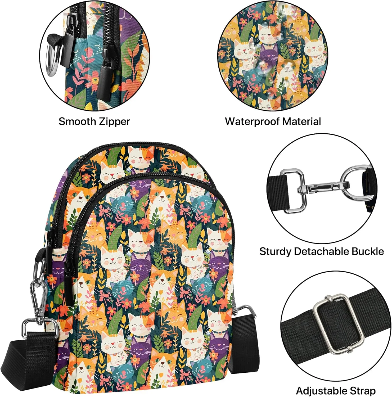 Yrebyou Small Crossbody Bags for Women Casual Cell Phone Purse Waterproof Over Shoulder Handbag with Card Slots