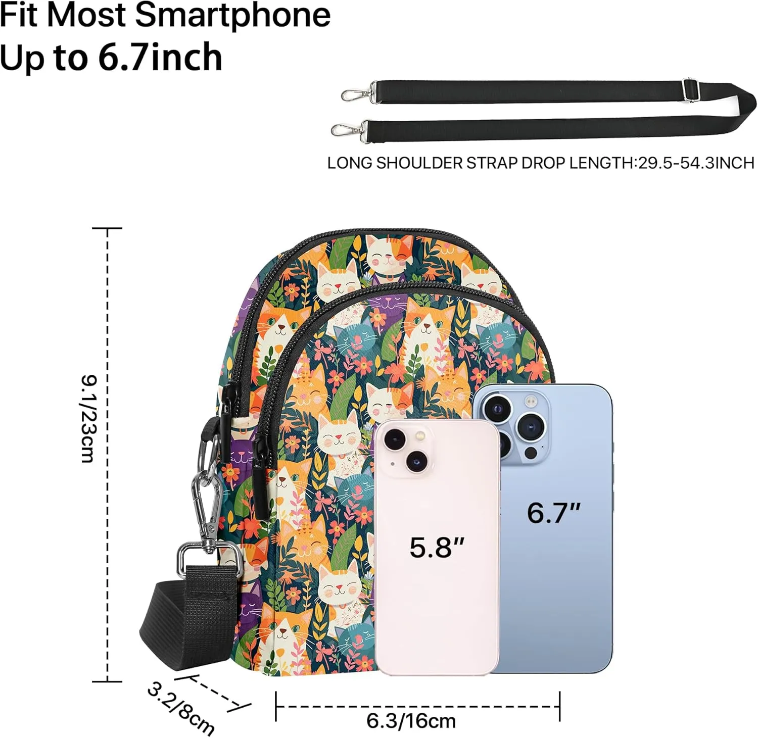 Yrebyou Small Crossbody Bags for Women Casual Cell Phone Purse Waterproof Over Shoulder Handbag with Card Slots