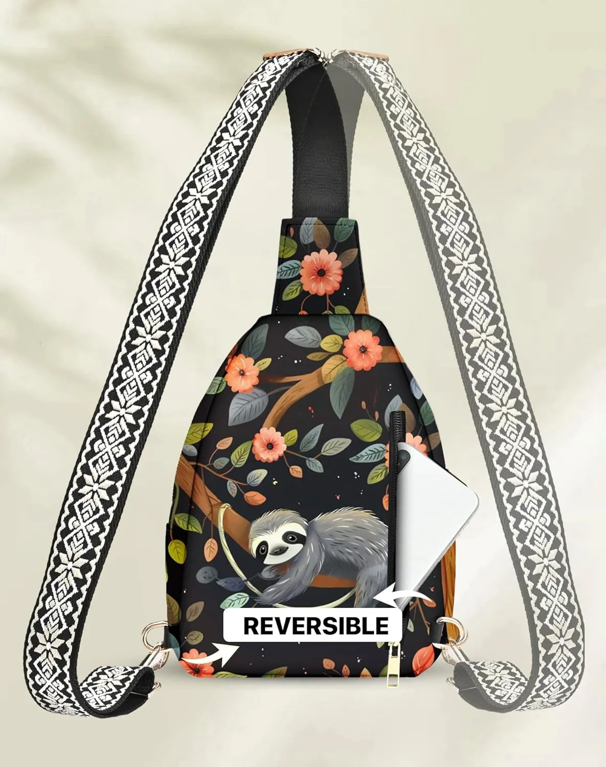 Yrebyou Small Sling Bag for Women Leather Sling Crossbody Bags Travel Chest Daypack Adjustable for Casual Outdoor