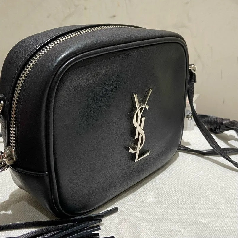 YSL Camera Bag Tassels Crossbody Bag in Black Leather