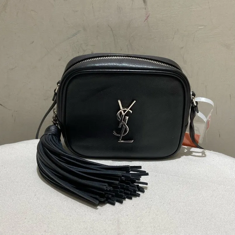 YSL Camera Bag Tassels Crossbody Bag in Black Leather