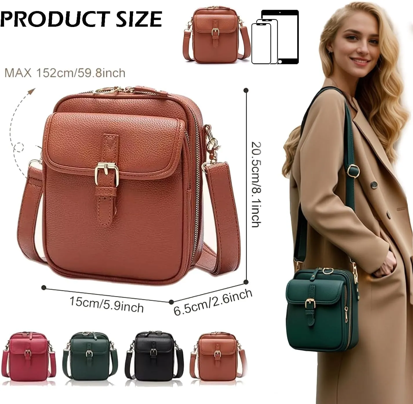 Zealburst Crossbody Leather Bag, Forcipower Crossbody Bag, Vintage Double Layer Anti Theft Shoulder Bag