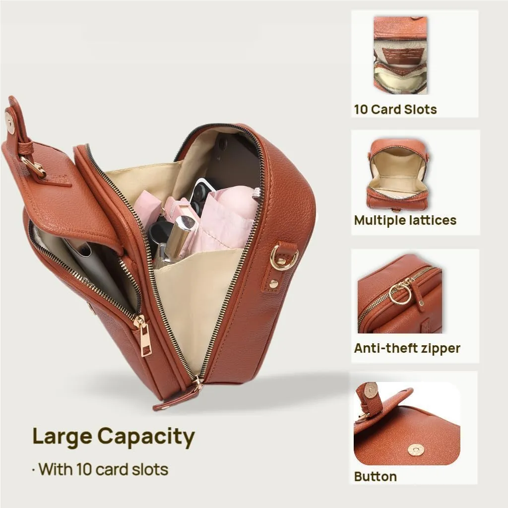 Zealburst Crossbody Leather Bag, Forcipower Crossbody Bag, Vintage Double Layer Anti Theft Shoulder Bag