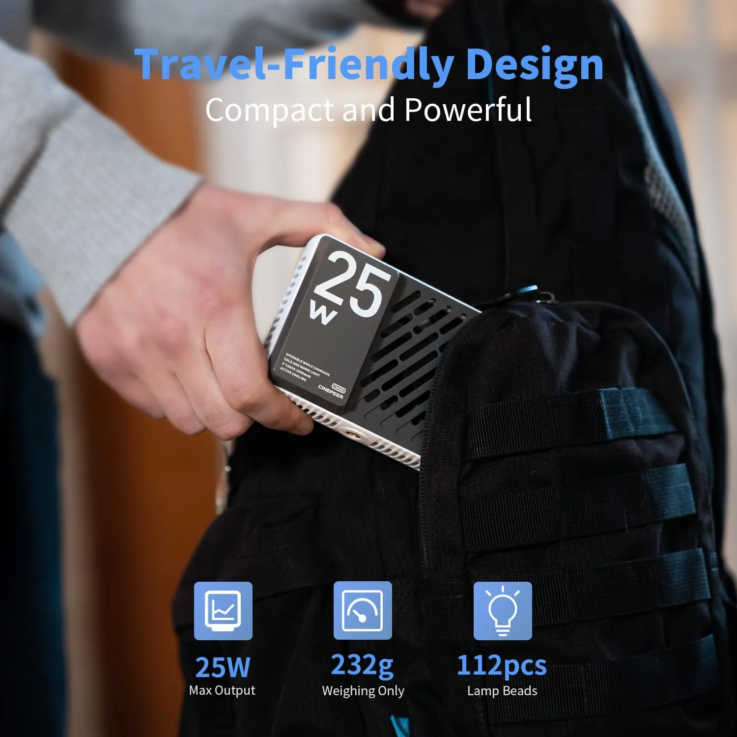 ZHIYUN CINEPEER CM25 25W LED Video Light [Official], Pocket-Sized Mini Portable Gifts for Photographyers Light on Camera, Dimmable 2700K-6200K•CRI≥96•TLCI≥97,Built-in 2*2000mAh Rechargeable Batteries