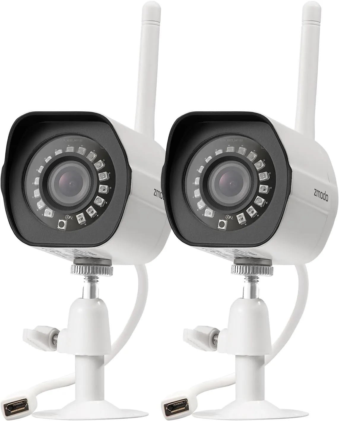 Zmodo Outdoor Wireless Security Camera System, 2 Pack 1080p Full HD Smart Home Indoor Outdoor WiFi IP Cameras with Night Vision, Plug-In, Compatible with Alexa
