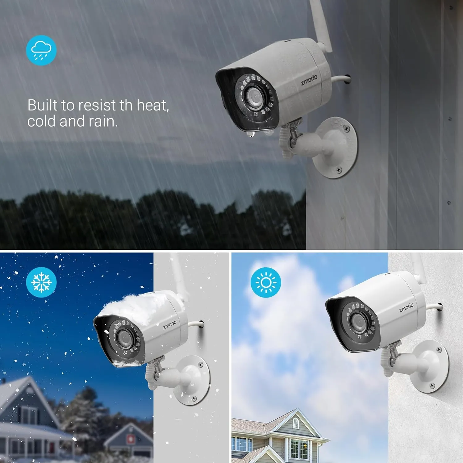 Zmodo Outdoor Wireless Security Camera System, 2 Pack 1080p Full HD Smart Home Indoor Outdoor WiFi IP Cameras with Night Vision, Plug-In, Compatible with Alexa