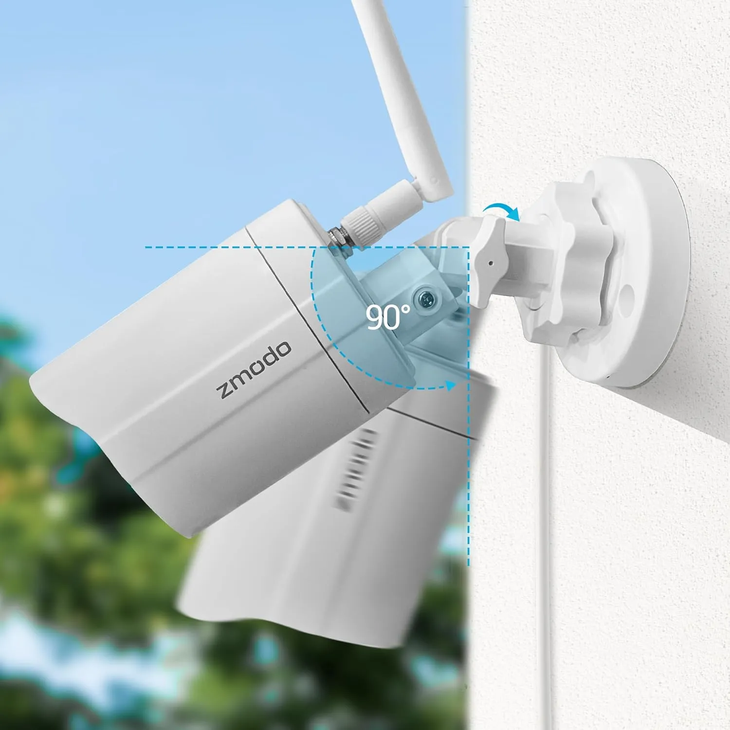 Zmodo Outdoor Wireless Security Camera System, 2 Pack 1080p Full HD Smart Home Indoor Outdoor WiFi IP Cameras with Night Vision, Plug-In, Compatible with Alexa