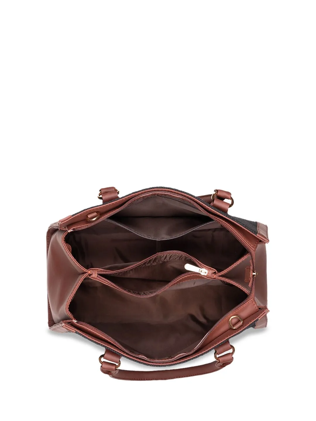 ZOUK Ethnic Motifs Printed Structured Jute Handheld Bag