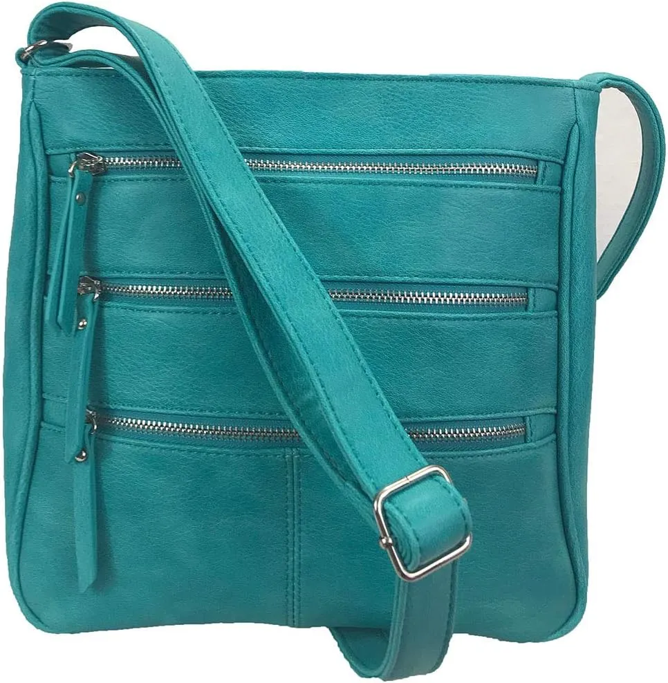 Zzfab Triple Zipper Locking Concealed Carry Crossbody Bag - CCW Concealed Carry Purse